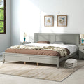 Modern Gray Solid Wood King Platform Bed Old Sku:Wf283526Aae King Gray Solid Wood