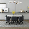 Modern 7 Pieces Dining Table Set, Rectangle Dining Table With 6 Chairs For Dining Room, Kitchen Black Pu Leather