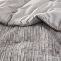3 Piece Oversized Comforter Set Full Queen Grey Polyester