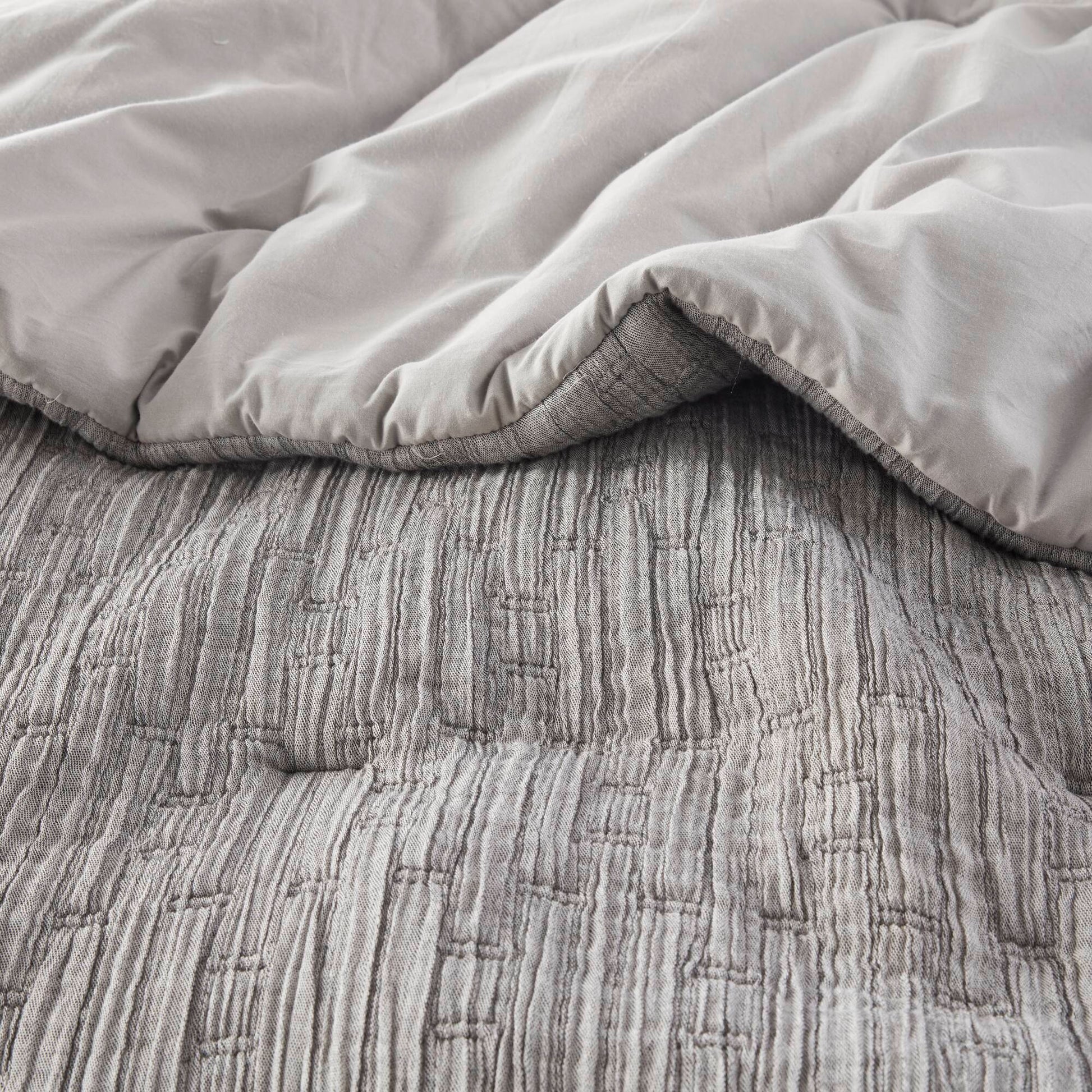 3 Piece Oversized Comforter Set Full Queen Grey Polyester