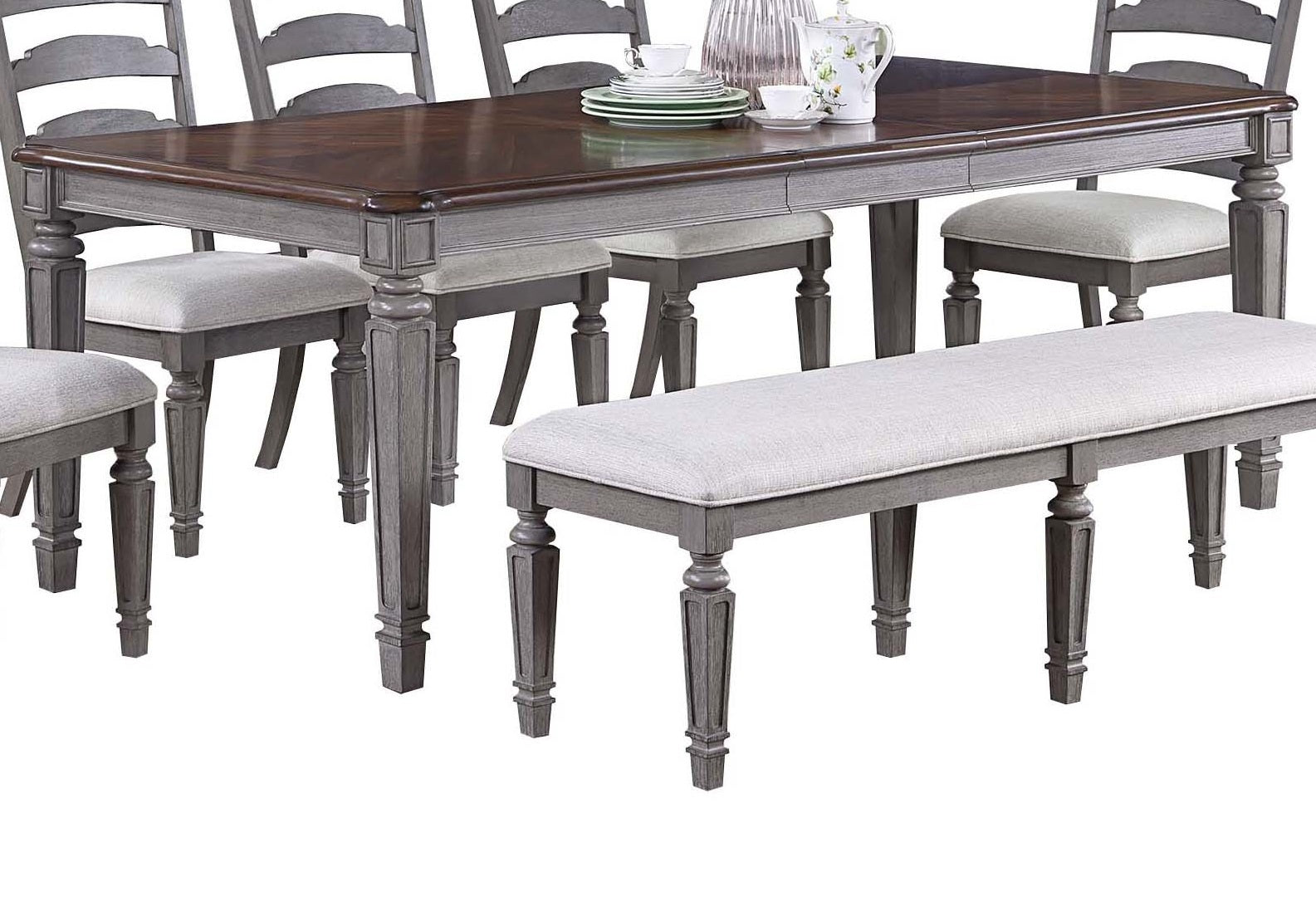 Light Grey And Cherry Contemporary Style 1Pc Dining Table Wooden Frame Dining Room Furniture Cherry,Light Grey Seats 6 Dining Room Classic,Contemporary,Modern Rubberwood Kitchen & Dining Tables