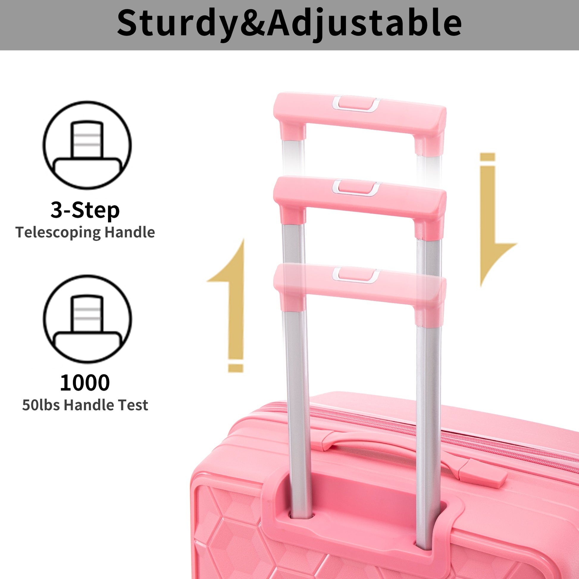 Pp Luggage Sets 3 Piece 20 24 28 , Expandable Carry On Luggage With Tsa Lock Airline Approved, Pp Materials Hard Shell And Lightweight Suitcase With Spinner Wheels Pink Pink Polypropylene