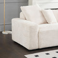 104.72 Inch 4 Seat Large Sofa With 4 Throw Pillows, Living Room Sofa Beige Corduroy Fabric Beige Corduroy 3 Seat
