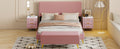 4 Pieces Bedroom Sets Queen Size Upholstered Bed Frame With Modern Corduroy Storage Ottoman And Nightstands,Pink Queen Pink 4 Piece Set Wood