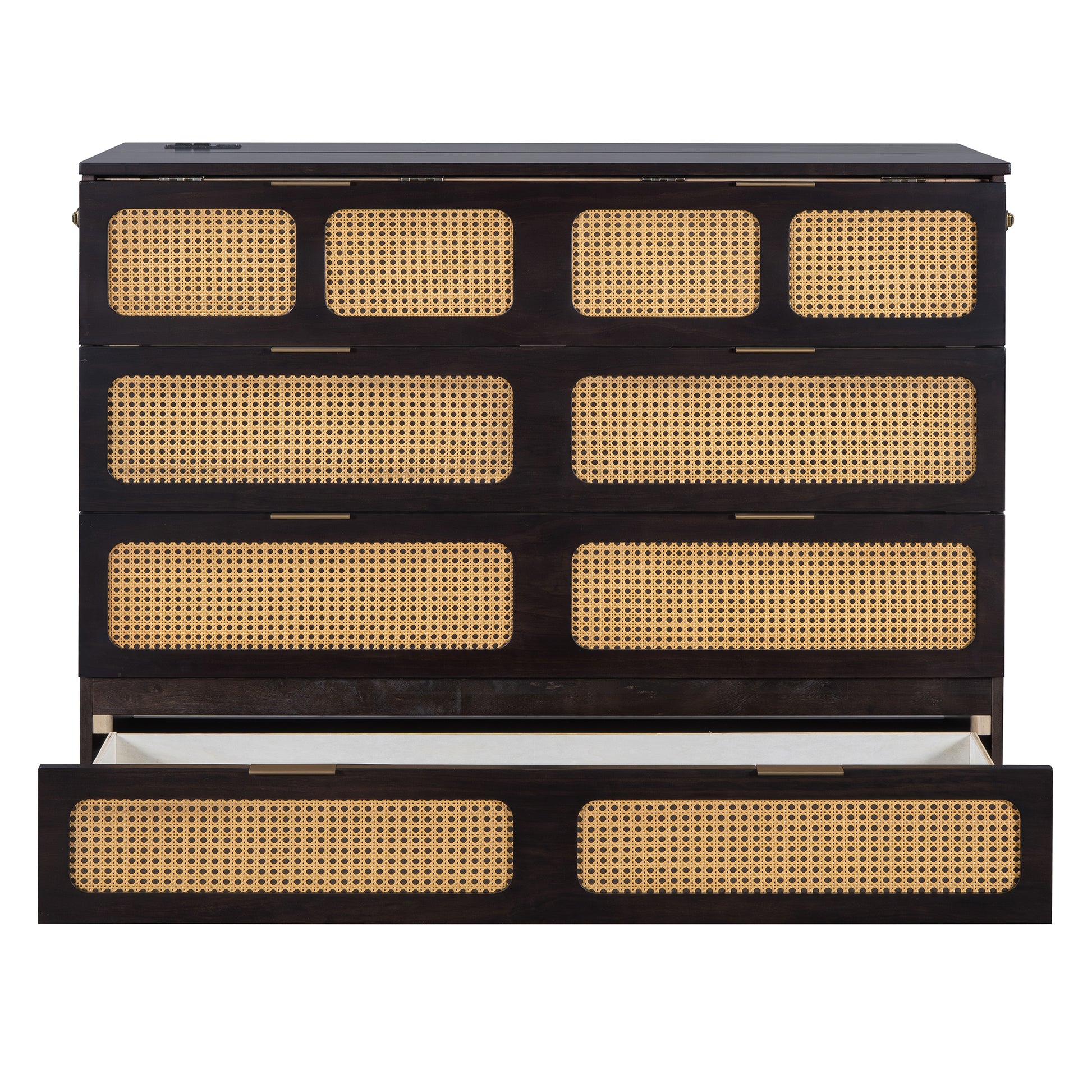 Full Size Murphy Bed With Large Drawers,Espresso Full Espresso Plywood