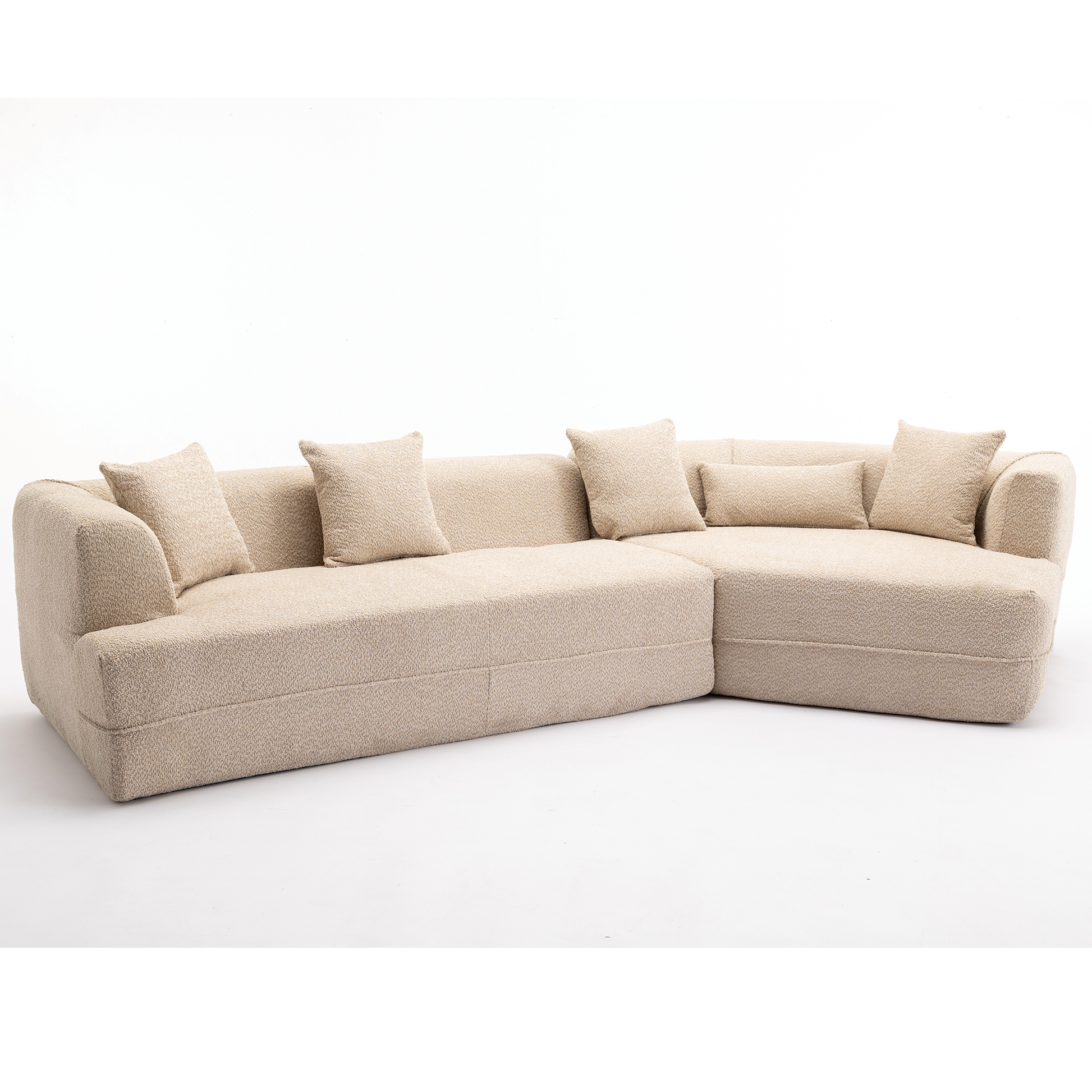 And Upgraded Extended Edition Modular Sofamodern Minimalist Style Sofa, Upholsteredfree Combination, Round Fiber Fabric, Anti Wrinkle Fabric,Dimension Extension,Brown Light Brown Polyester Primary Living Space Medium Soft Tight Back Modern Flared Arms