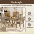 5Pcs Table Set Round Dining Table Solid Wood Modern Farmhouse Rustic Look Distressed Look Wood Grayish Brown Ladder Back Seats 4 Light Brown Dining Room Fixed Table American Design,Farmhouse,French Country,Rustic,Vintage Rubberwood Round Round Dining