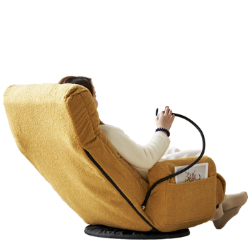 Adjustable Head And Waist, Game Chair, Lounge Chair In The Living Room, 360 Degree Rotatable Sofa Chair,Rotatable Seat Leisure Chair Deck Chair Yellow Metal Soft Cotton Metal