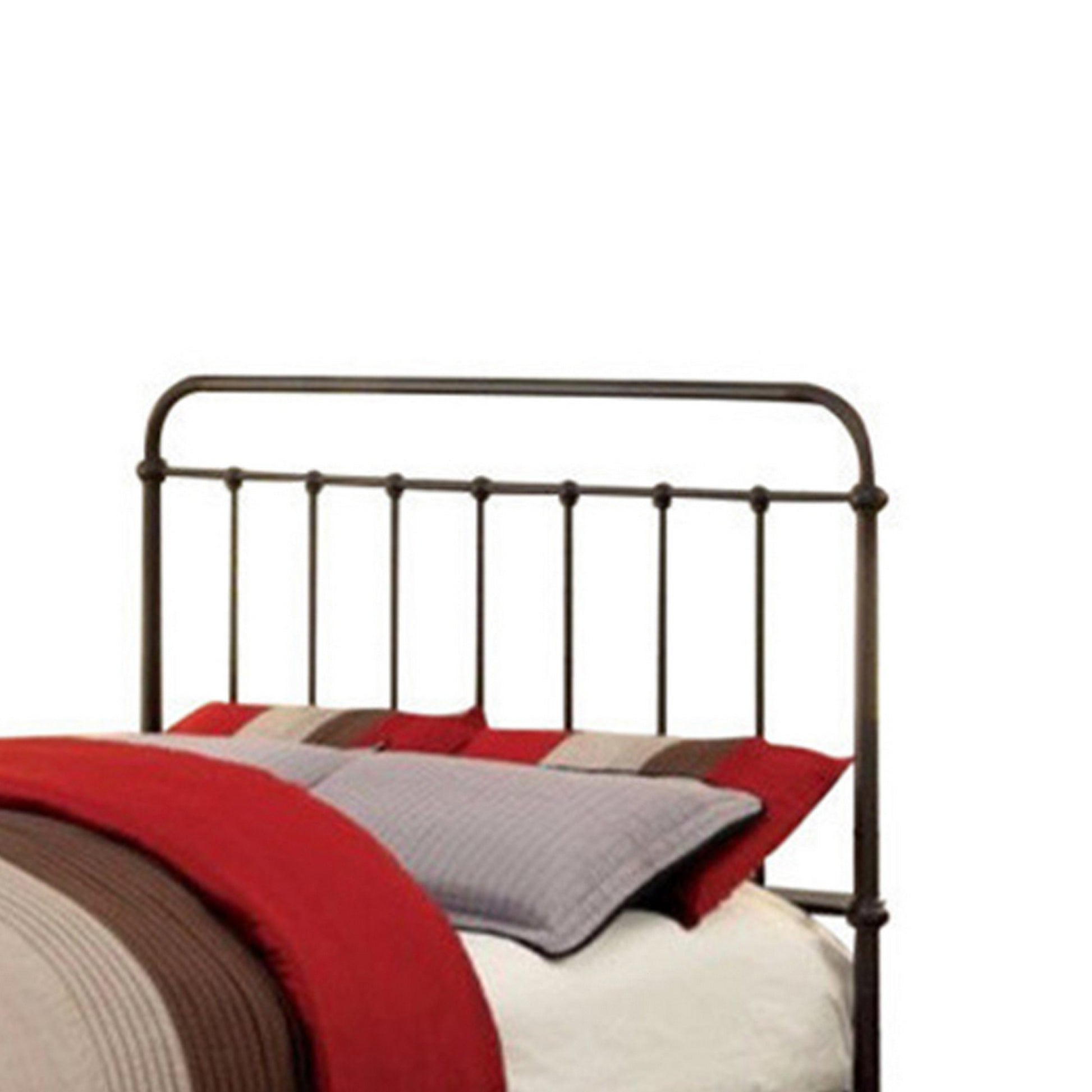 Metal Full Size Platform Bed With Headboard & Footboard, Deep Bronze Bronze Metal