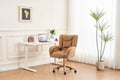 005 Velvet Fabric 360 Swivel Home Office Chair With Gold Metal Base And Universal Wheels,Coffee Solid Coffee Office Sponge Wipe Clean Modern Office Chairs Tufted Back Foam Swivel Velvet