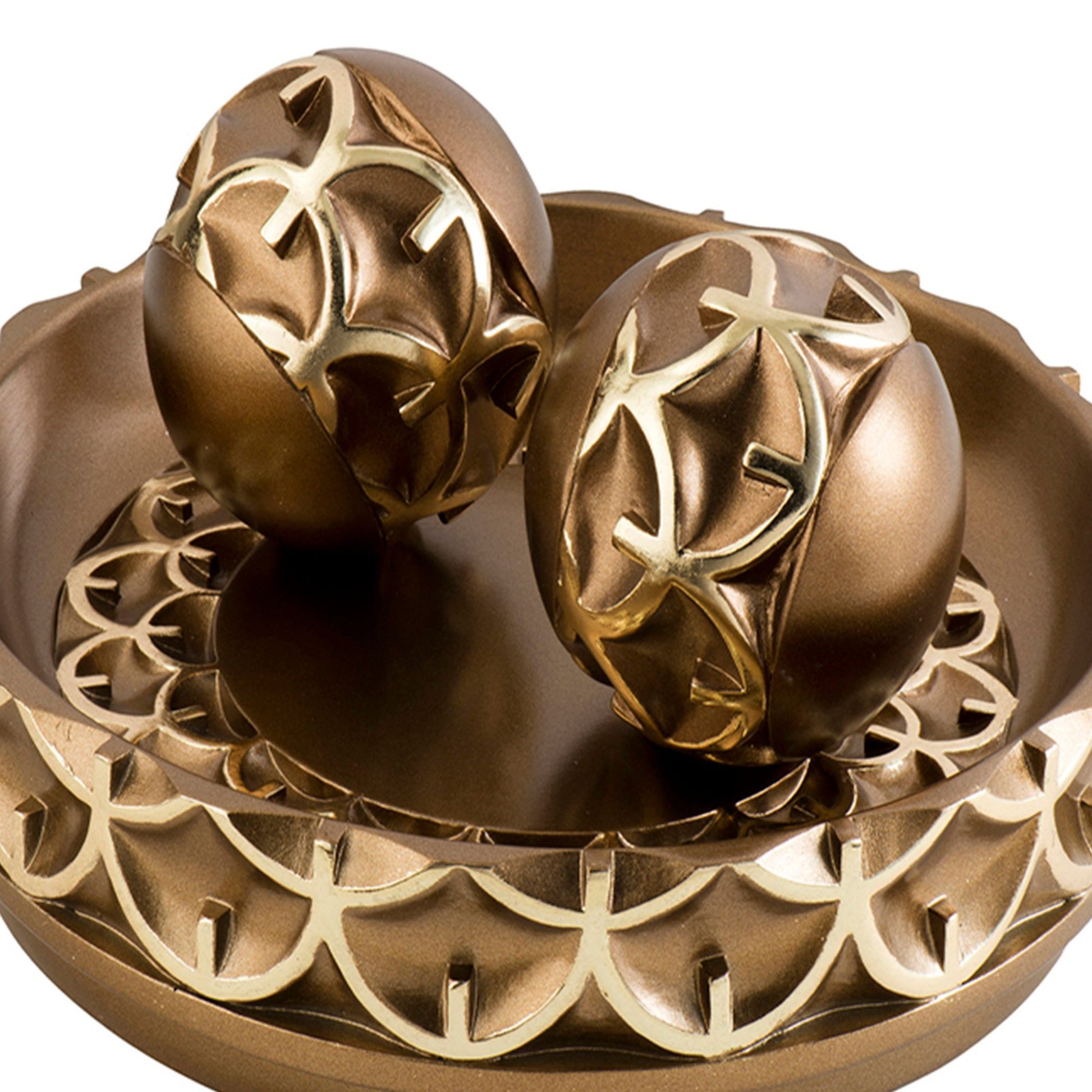 11.75" Long Polyresin Decorative Bowl "Mystic Owl" With Golden Finish Gold Polyresin