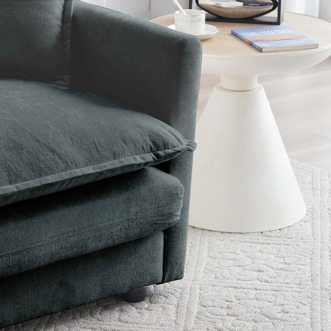 Chenille Fabric Ottomans Footrest To Combine With 2 Seater Sofa, 3 Seater Sofa And 4 Seater Sofa, Grey Chenille Grey Chenille