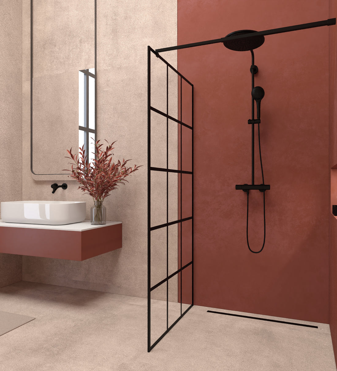 Framed Glass Shower Screen 34" Width X 72"Height With 1 4" 6Mm Silk Printing Tempered Glass, Black Aluminum And Support Bar,Shower Door Black Bathroom American Design Aluminium Tempered Glass