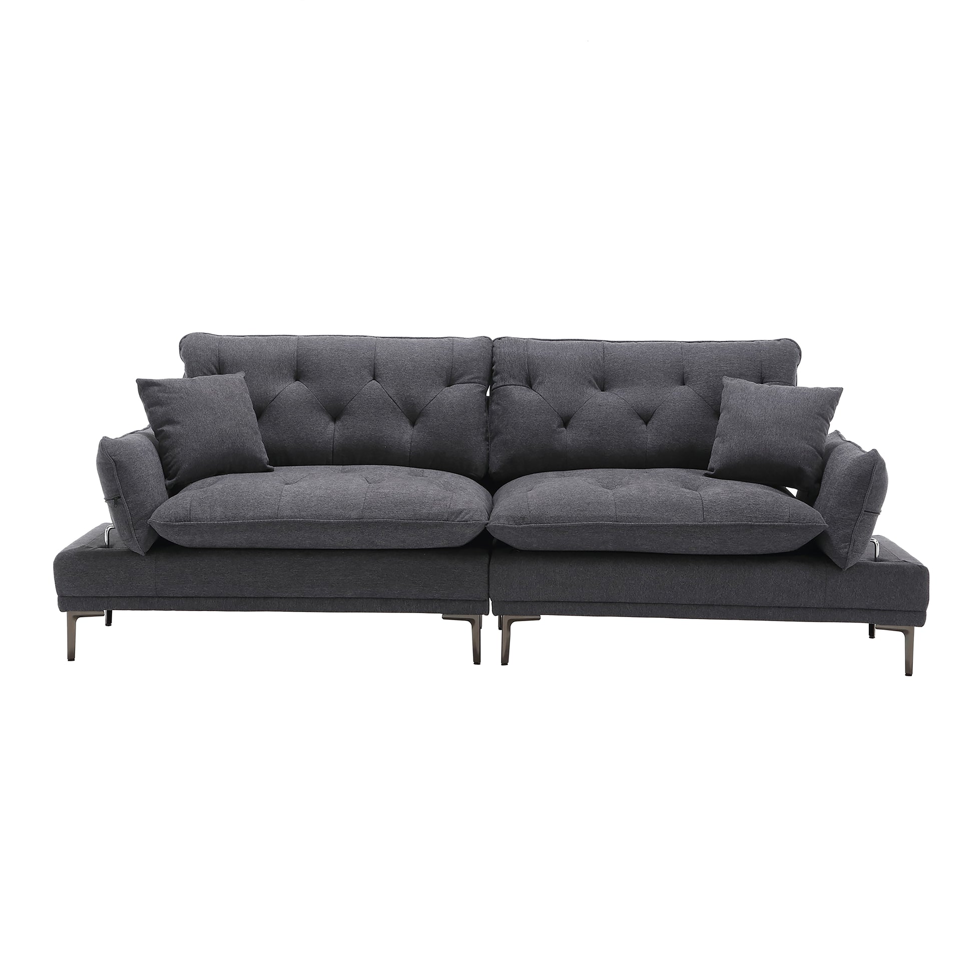 United Linen Sofaaccent Sofa Seat Sofa With Metal Feet Dark Gray Linen 3 Seat