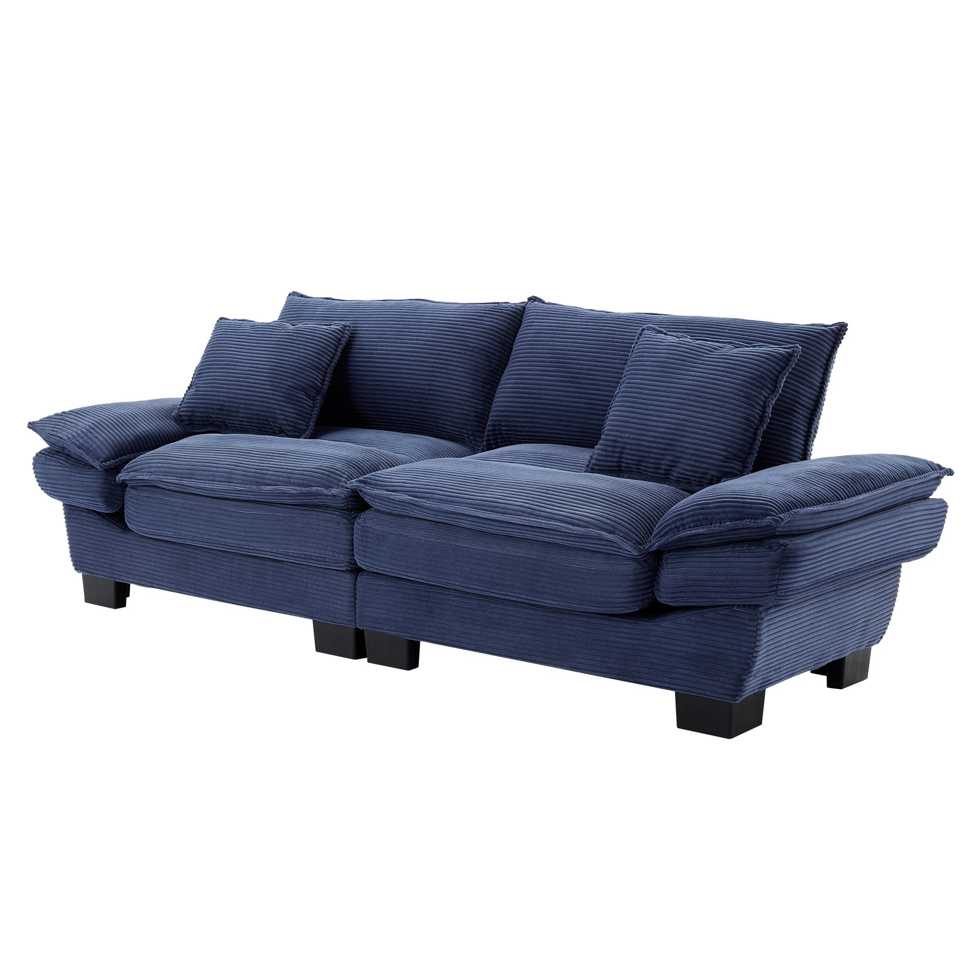 Corduroy Sofa Sleeper Couch Loveseat Sofa With Pillows Comfy Upholstered Deep Seat Sofa For Bedroom,Living Room,Apartment,Office,Dorm Blue Corduroy Blue Foam Upholstered 2 Seat