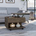 Luanda Lift Top Coffee Table, Casters, One Shelf Dark Brown Brown Freestanding Rectangular Coffee & End Tables Rectangular Particle Board Particle Board