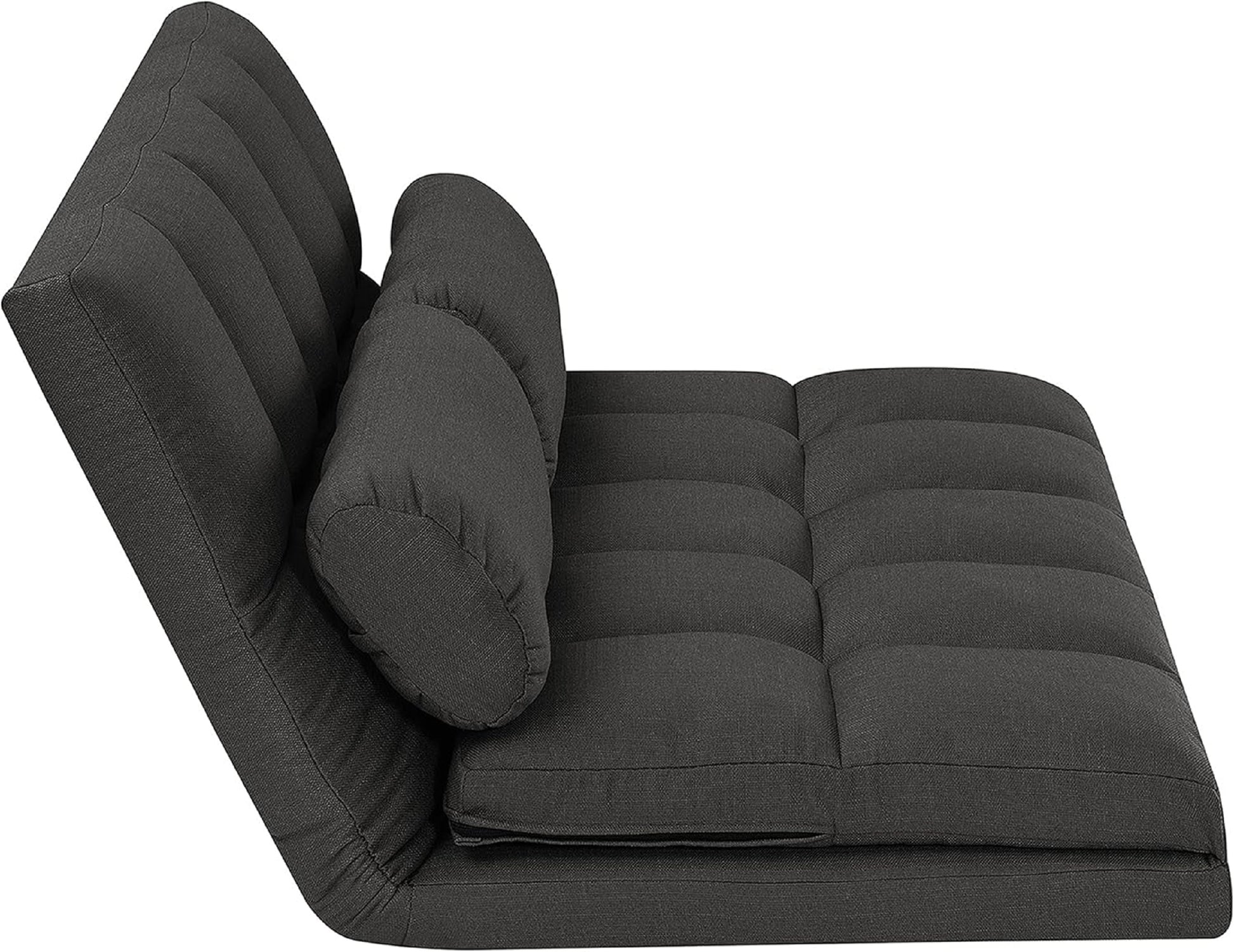 2 Seater Contemporary Foldable Sofa Bed Trifold Foam Mattress Sleeper Chair With Tufted Seat Backrest Convertible Couch W Pillows Grey 1Pc Grey Polyester Primary Living Space Cushion Back Traditional Foam Wood