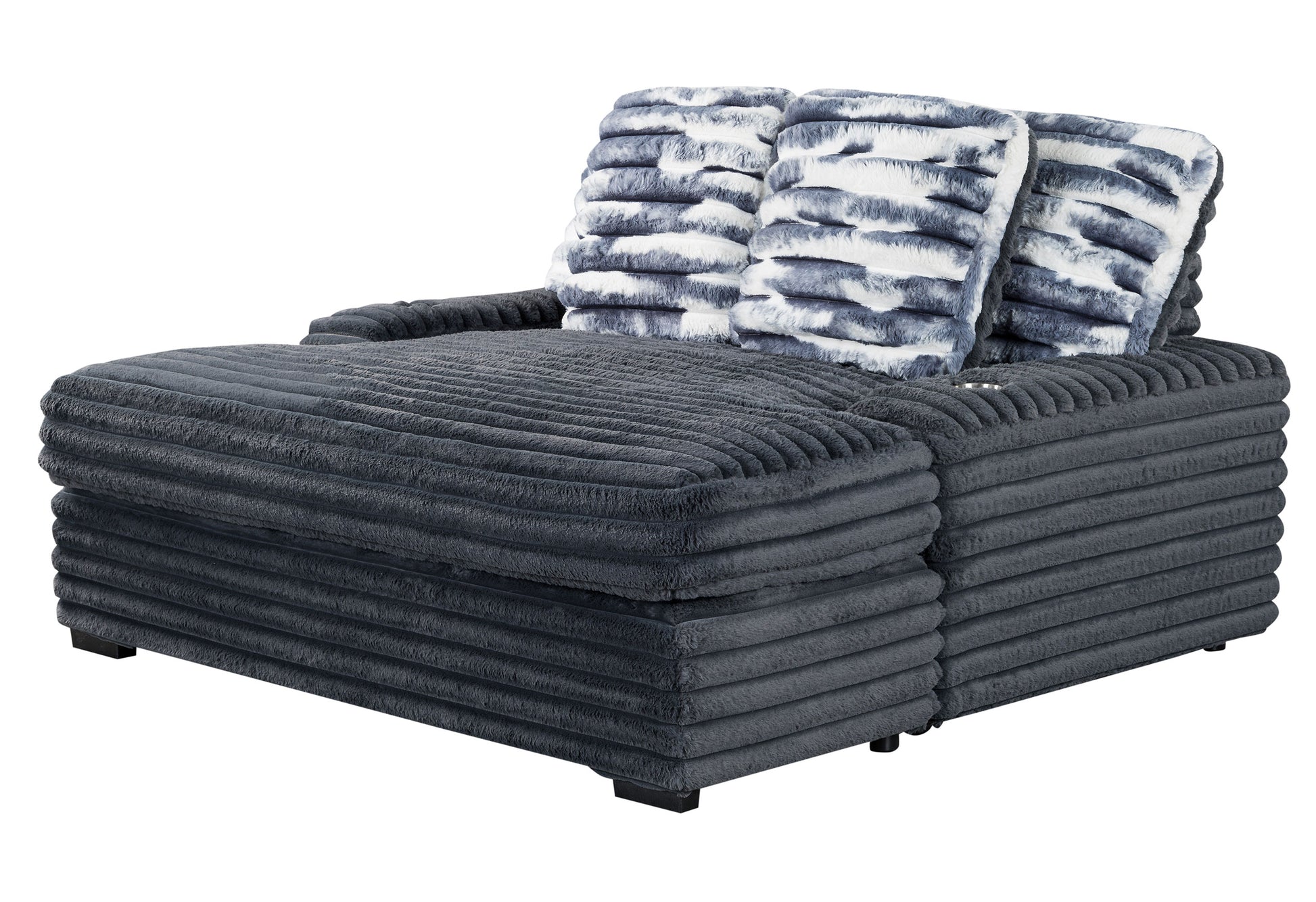 Shine Grey Lounger Sofa With Usb Gray Fabric