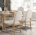 Natural Finish Dining Side Chairs Set Of 2, Beige Fabric Upholstered Seat Back Classic Luxury Dining Room Furniture Beige Dining Room Classic Set Of 2 Wood