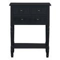 Narrow Console Table, Slim Sofa Table With Three Storage Drawers And Bottom Shelf Black Black Solid Wood Mdf