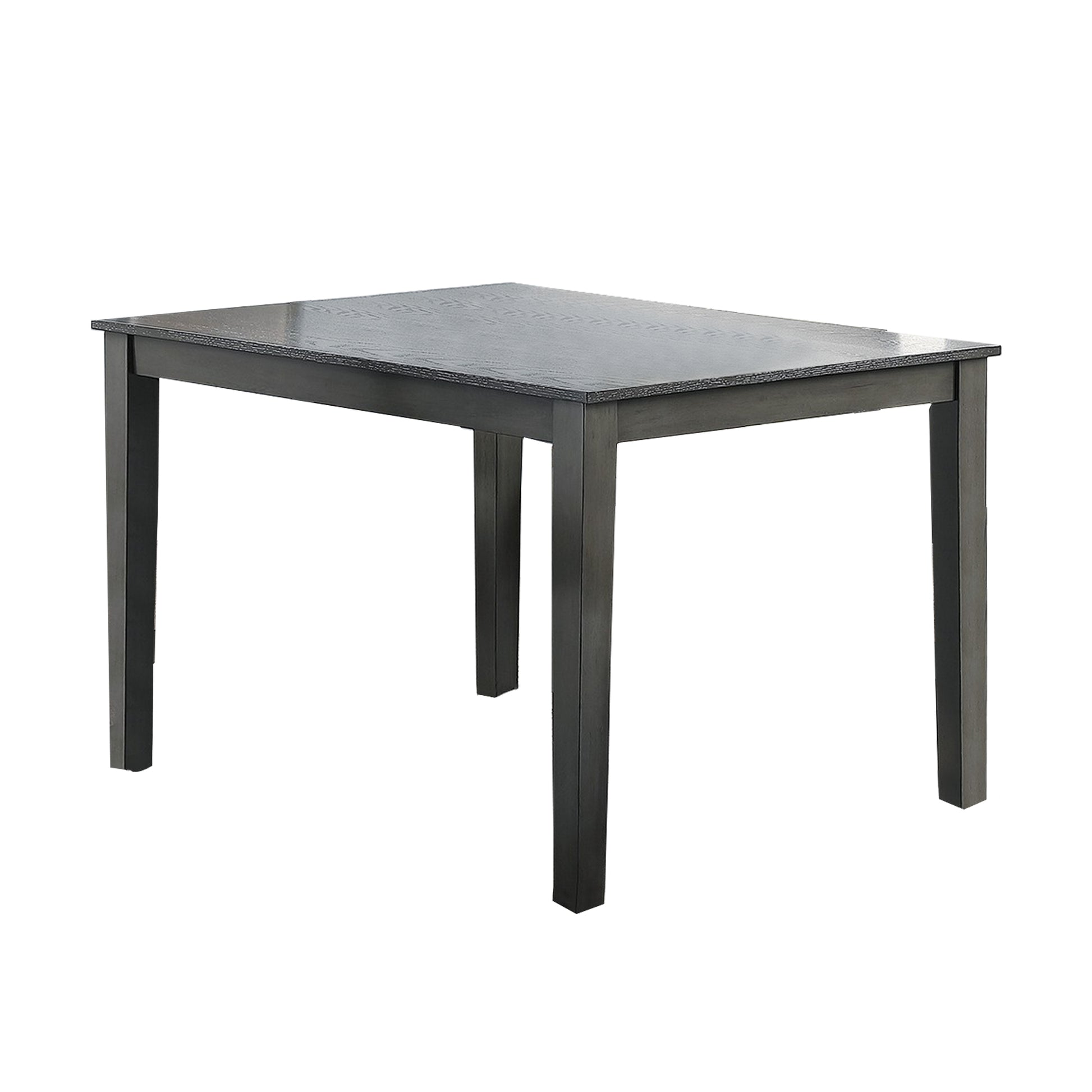 5 Piece Wooden Dining Table And Horizontal Slatted Back Chairs,Antique Gray Gray Wood