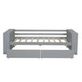 Twin Size Daybed With Shelves And Drawers, Gray Twin Gray Pine