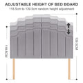 Mid Century Headboard For Queen Size Bed, Velvet Upholstered Tufted Bed Headboard With Decor, Adjustable Curved Solid Wood Head Board Vertical Channel Design Medium Grey Queen Grey Bedroom Modern Rubberwood Bed Frame Velvet Rubber Wood