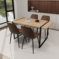 Mdf Light Wood Dining Table And Modern Dining Chair 4 Piece Set, Medieval Wooden Kitchen Dining Table Set, Rectangular Metal Base, Dining Table And Suede Chair Wood Mdf