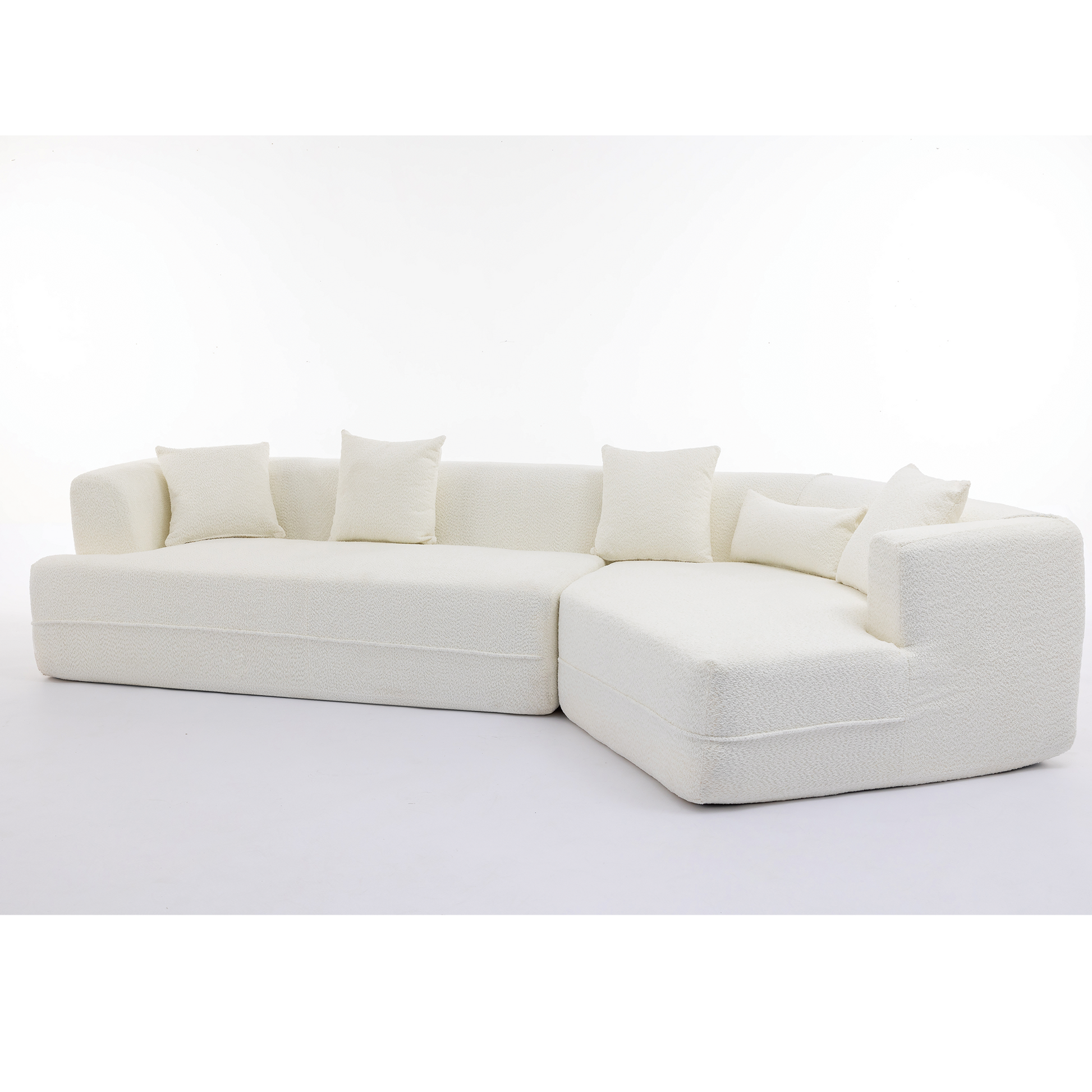 And Upgraded Extended Edition Modular Sofamodern Minimalist Style Sofa, Upholsteredfree Combination, Round Fiber Fabric, Anti Wrinkle Fabric,Dimension Exten, Creamy White Creamy White Polyester Primary Living Space Medium Soft Tight Back Modern Flared