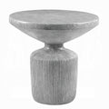 Weathered Grey End Table With Pedestal Grey Primary Living Space Contemporary Round Cement Pedestal