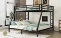 Metal Queen Over King Bunk Bed For Teens And Adults,Space Saving Noise Reduced No Box Spring Needed, Black Black Metal