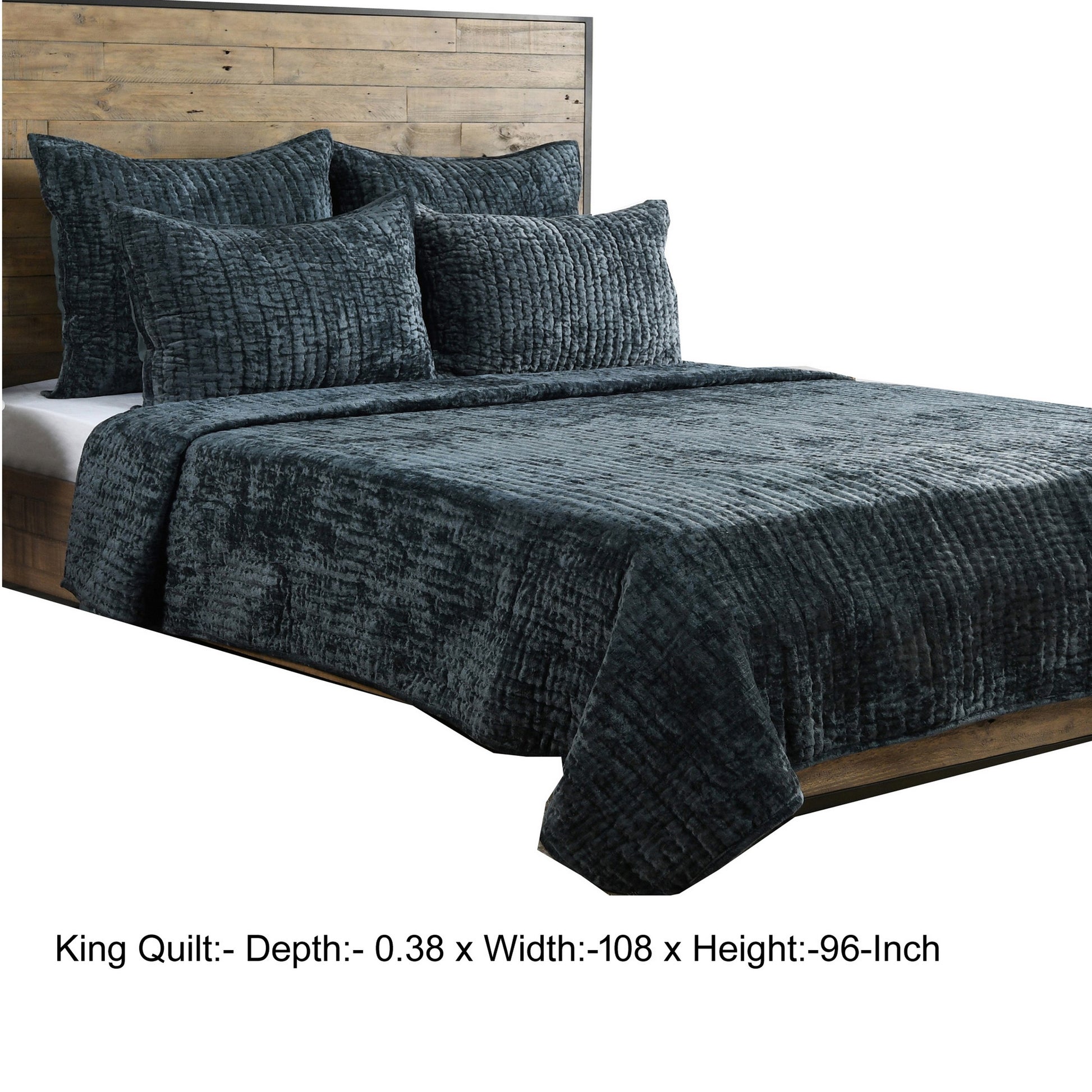 Lipa 96 X 108 Handmade King Size Quilt With Polyfill, Textured, Bay Green King Green Cotton