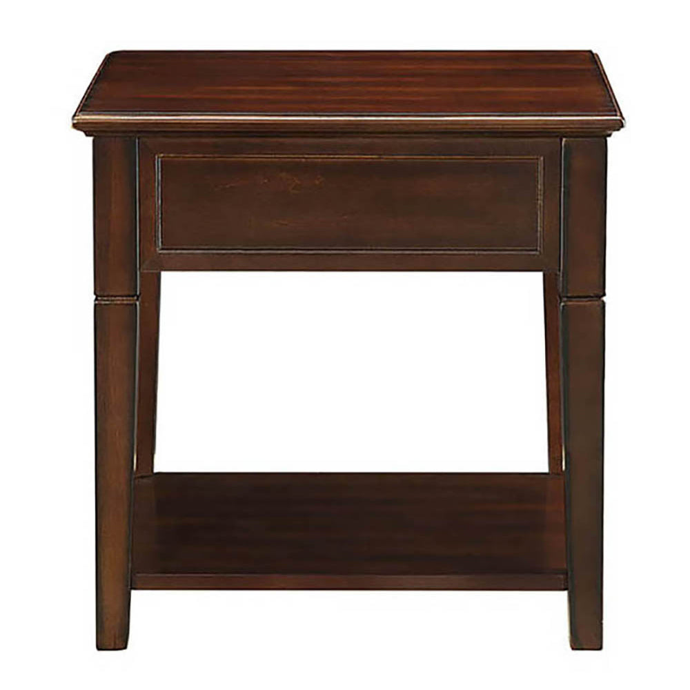 Walnut End Table With Bottom Shelf Walnut Primary Living Space Traditional Poplar Drawers Rectangular Wood