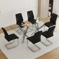 Table And Chair Set.Large Minimalist Rectangular Glass Dining Table For 6 8 With 0.39