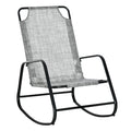 Outsunny Garden Rocking Chair, Outdoor Indoor Sling Fabric Rocker For Patio, Balcony, Porch, Grey Gray Steel