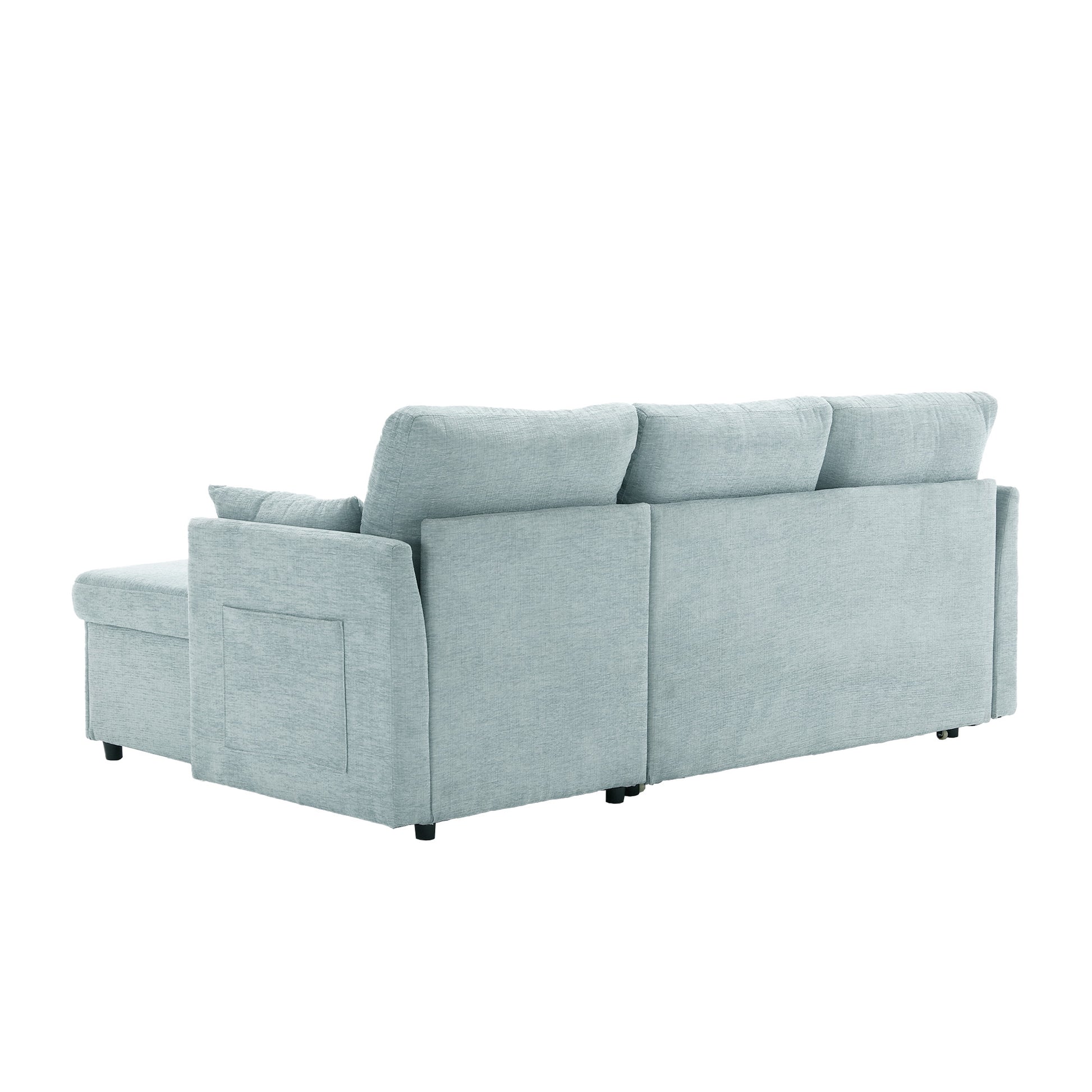 United We Win Furniture, Modular L Shaped Sofa, Modular Long Sofa With Reversible Chaise Lounge, Sofa Bed, Sleeper Sofa, Modular Sofa Combination With Storage Seats. Mint Green Chenille 3 Seat
