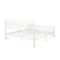 Classic King Size Metal Bed Frame With Vintage Headboard, No Box Spring Required, Under Bed Storage, White King White Iron