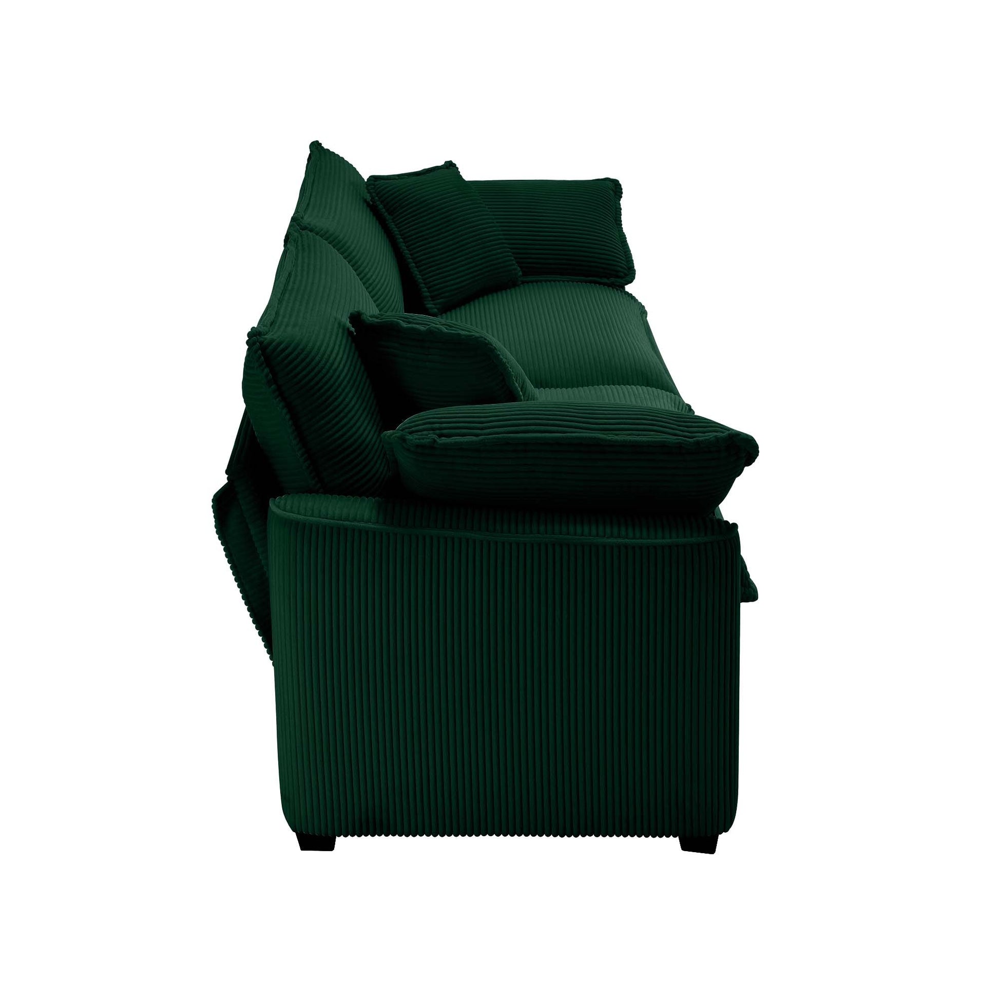 Luxurious And Sophisticated Sofa Set With Soft Cushions And Pillows, Home For Living Rooms And Clubs As Well As Home Theaters, Consisting Of Two Single Sofas And A 3 Seater Sofas In Green Corduroy Fab Green Corduroy 5 Seat
