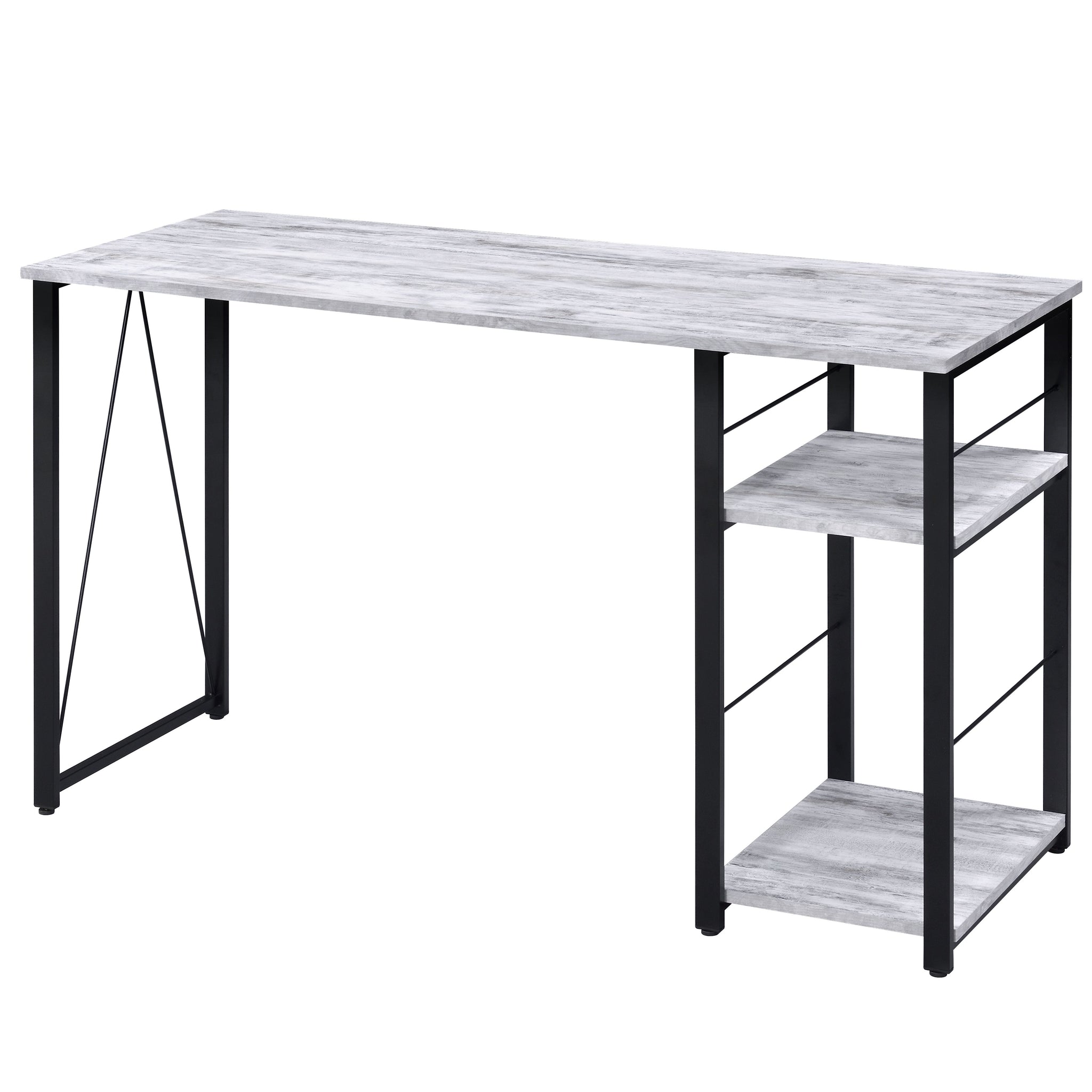Vadna Antique White & Black Finish Writing Desk Antique White,Black Metal,Synthetic Wood
