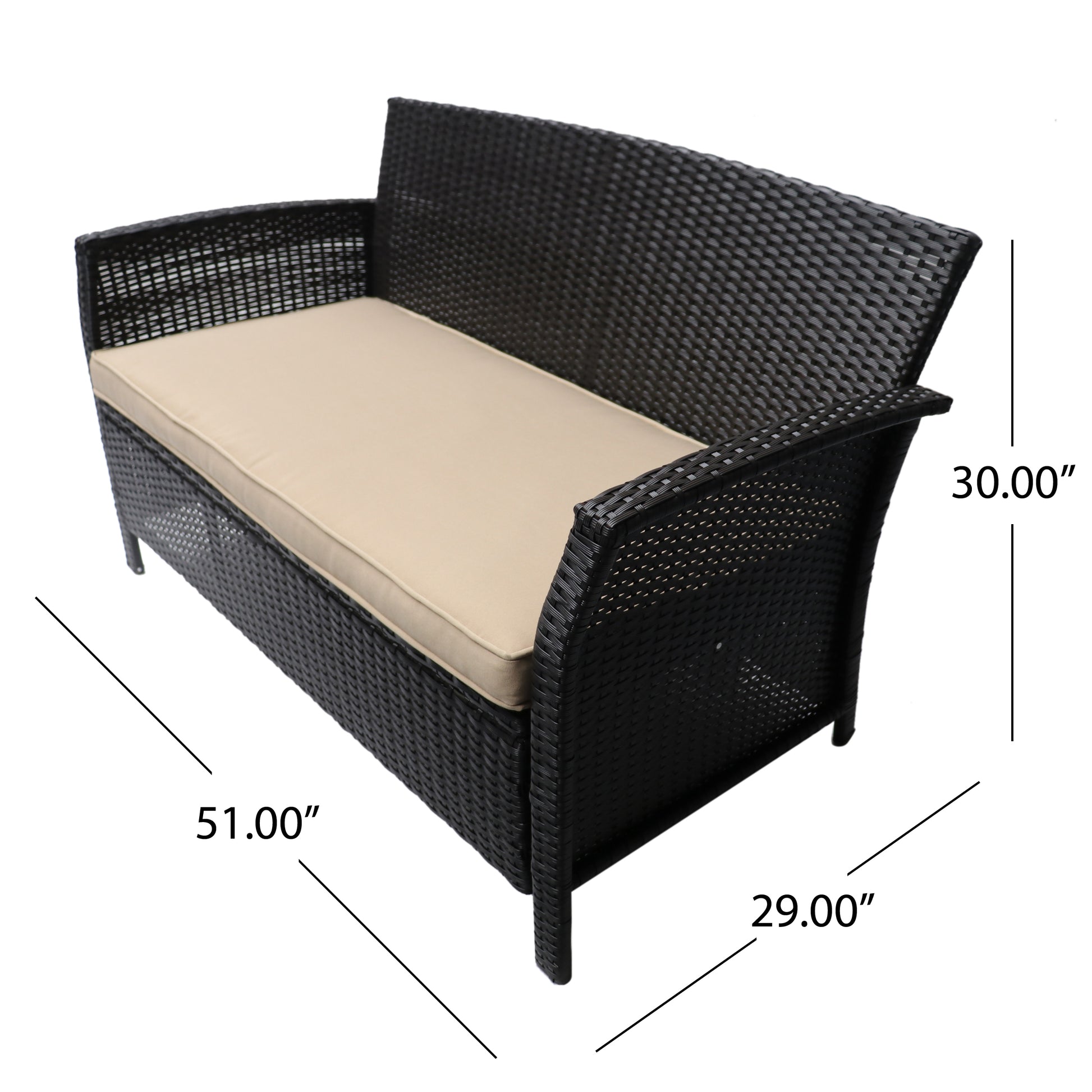 St Lucia Seat Brown Tan Pe Rattan Iron Waterproof Fabric