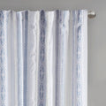 Poly Printed Curtain Panel With Tufted Stripe And Lining White Navy 50X95