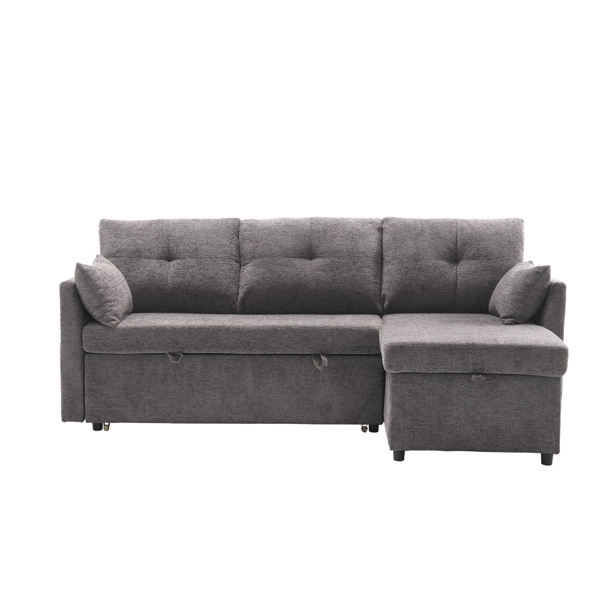 United We Win Furniture, Modular L Shaped Sofa, Modular Long Sofa With Reversible Chaise Lounge, Sofa Bed, Sleeper Sofa, Modular Sofa Combination With Storage Seats. Dark Gray Chenille 3 Seat