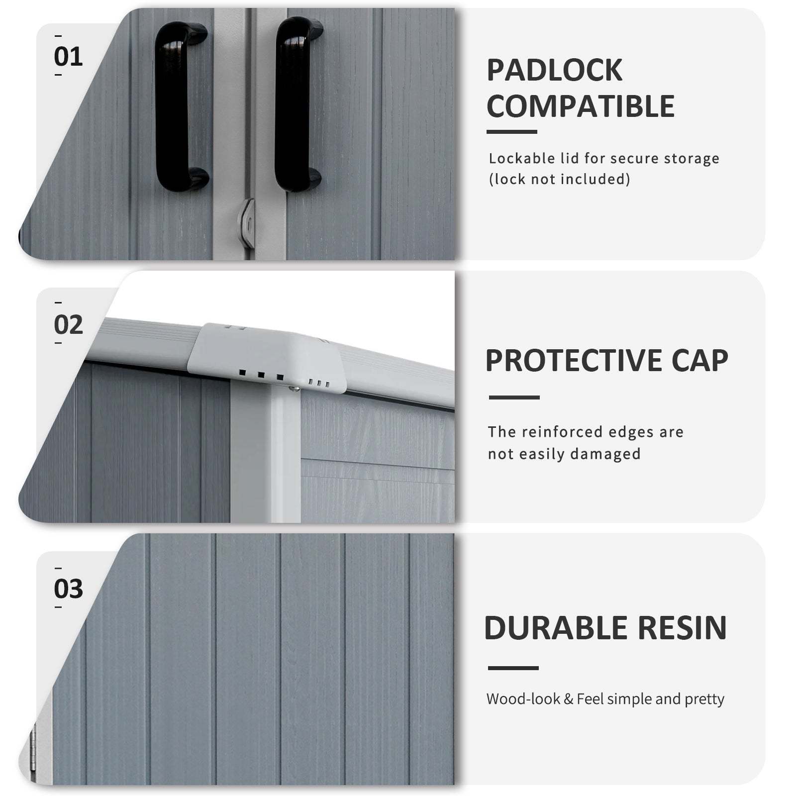 5X3Ft Outdoor Storage Shed Waterproof Resin Cabinet With Lockable Doors For Bikes And Patio Furniture Gray Plastic