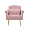 Pink Velvet Armchair With Metal Legs Pink Foam Velvet