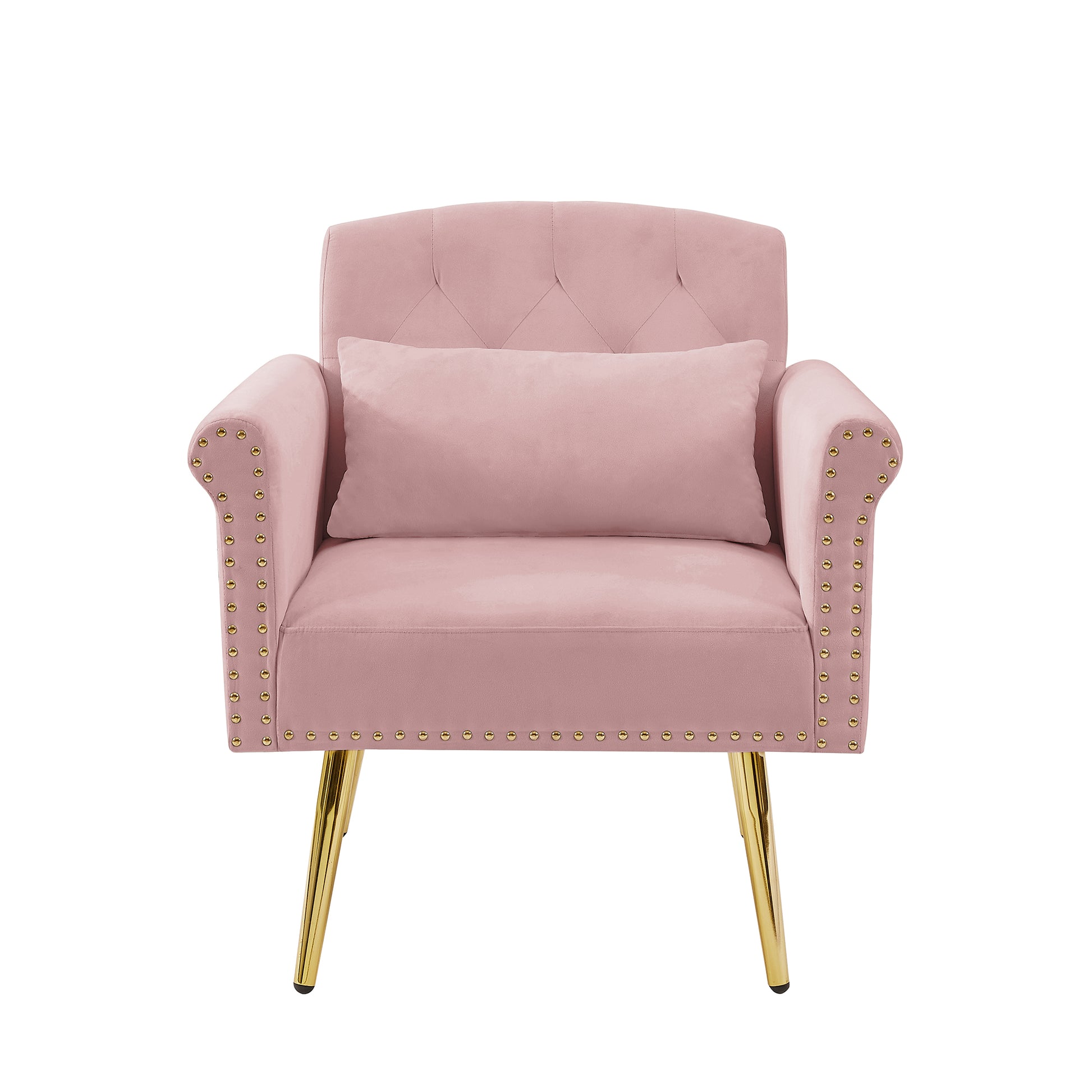 Pink Velvet Armchair With Metal Legs Pink Foam Velvet