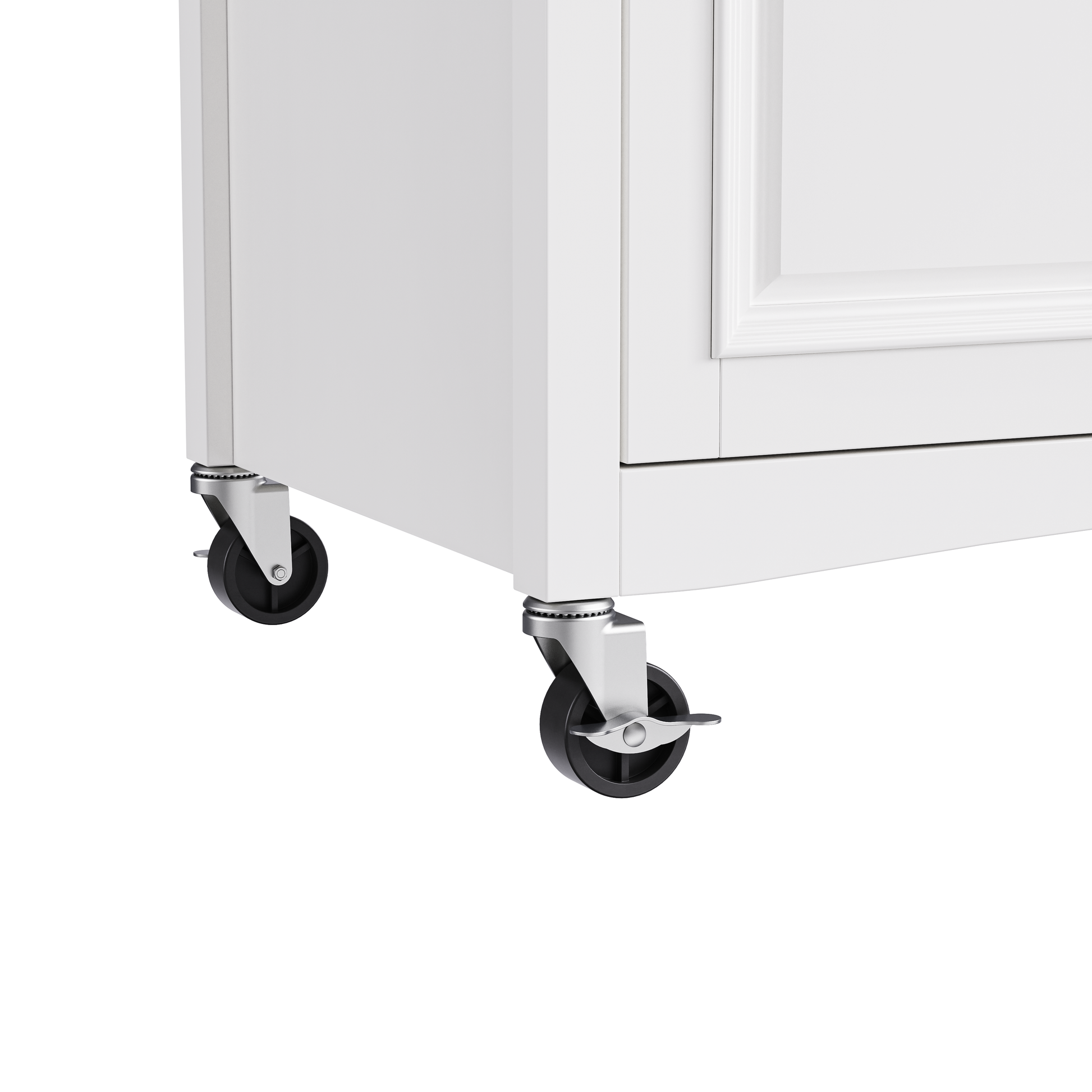 K&K 52'' Kitchen Island With Drop Leaf, Embossed Texture Kitchen Island On Wheels With Spice Rack, Towel Rack, 2 Doors And 5 Drawers, Kitchen Storage Cart With Adjustable Shelf For Kitchen, White