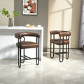 Coolmore Bar Stools Set Of 2, Modern Bar Stool With Back, Black Metal Frames, Upholstered Bar Stools For Kitchen Island, Pub, Club Dark Brown Pu Dark Brown Dining Room Foam Pu Leather