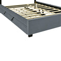 Queen Size Velvet Storage Platform Bed, With 2 Big Drawers, Twin Xl Size Trundle And Led Light, Gray Gray Velvet