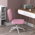 Vinsetto Cute Armless Office Chair, Small Pu Leather Computer Desk Chair, Vanity Task Chair With Adjustable Height, Swivel Wheels, Mid Back, Pink Pink Faux Leather