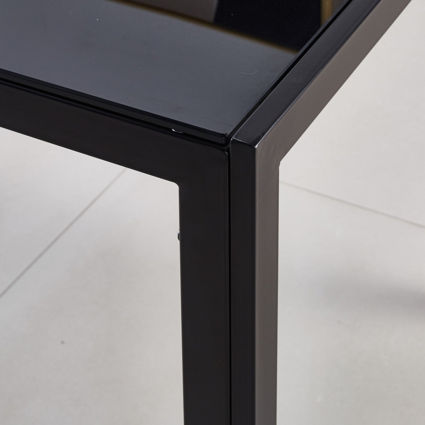 Dining Table With Metal Leg And Glass,Modern Space Saving Kitchen Table For Living Room,Black Glass Table,120X70X75Cm,Dining Table,Kitchen Table,Coffee Table Black Glass Metal